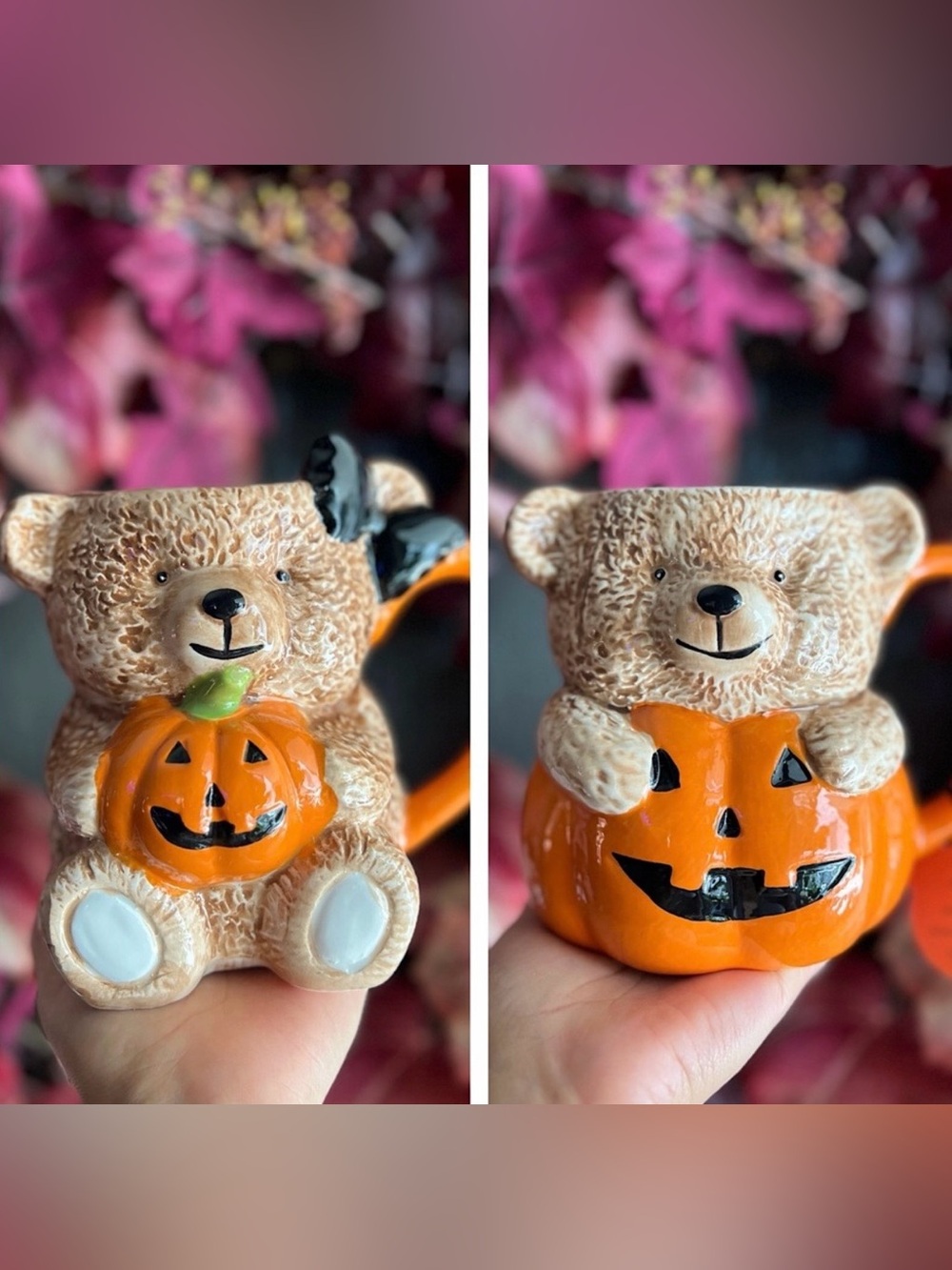 ✨NEW without tags 🎃Halloween Teddy Bear Pumpkin Mug SET🧸